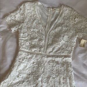 Adorable White Lace Overlay Romper